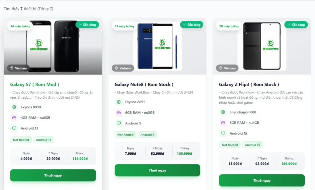 Botphonefarm dịch vụ số một về cho thuê phone